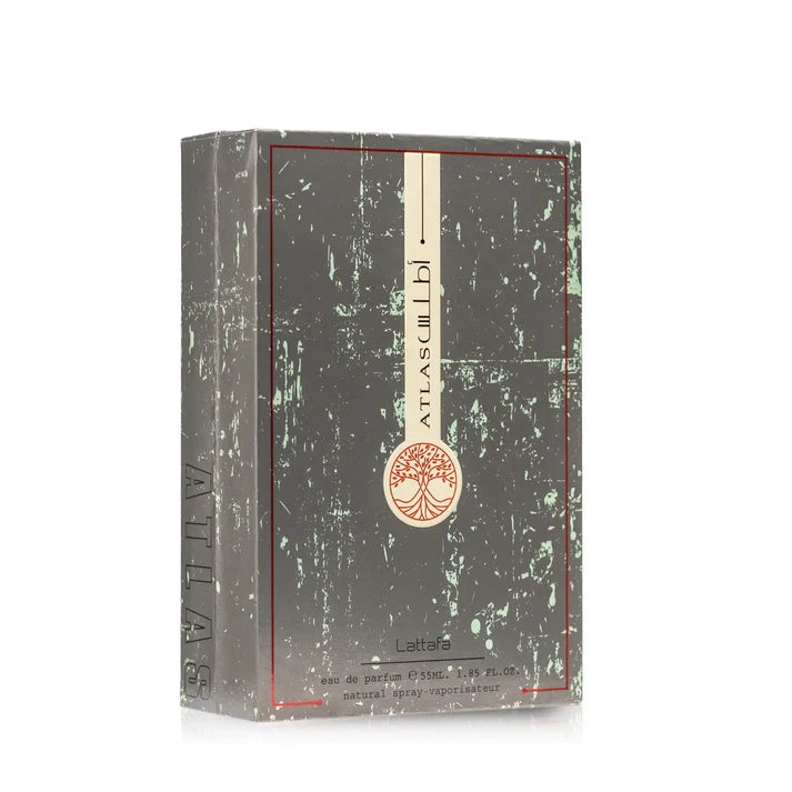 Lattafa Atlas fragrance packaging elegant detail shot