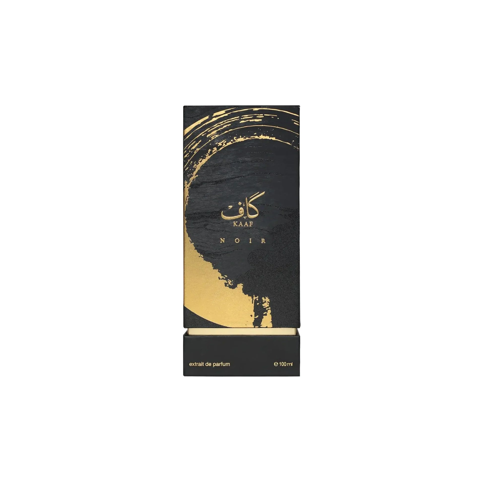 Dark luxury Arabic perfume packaging close up design