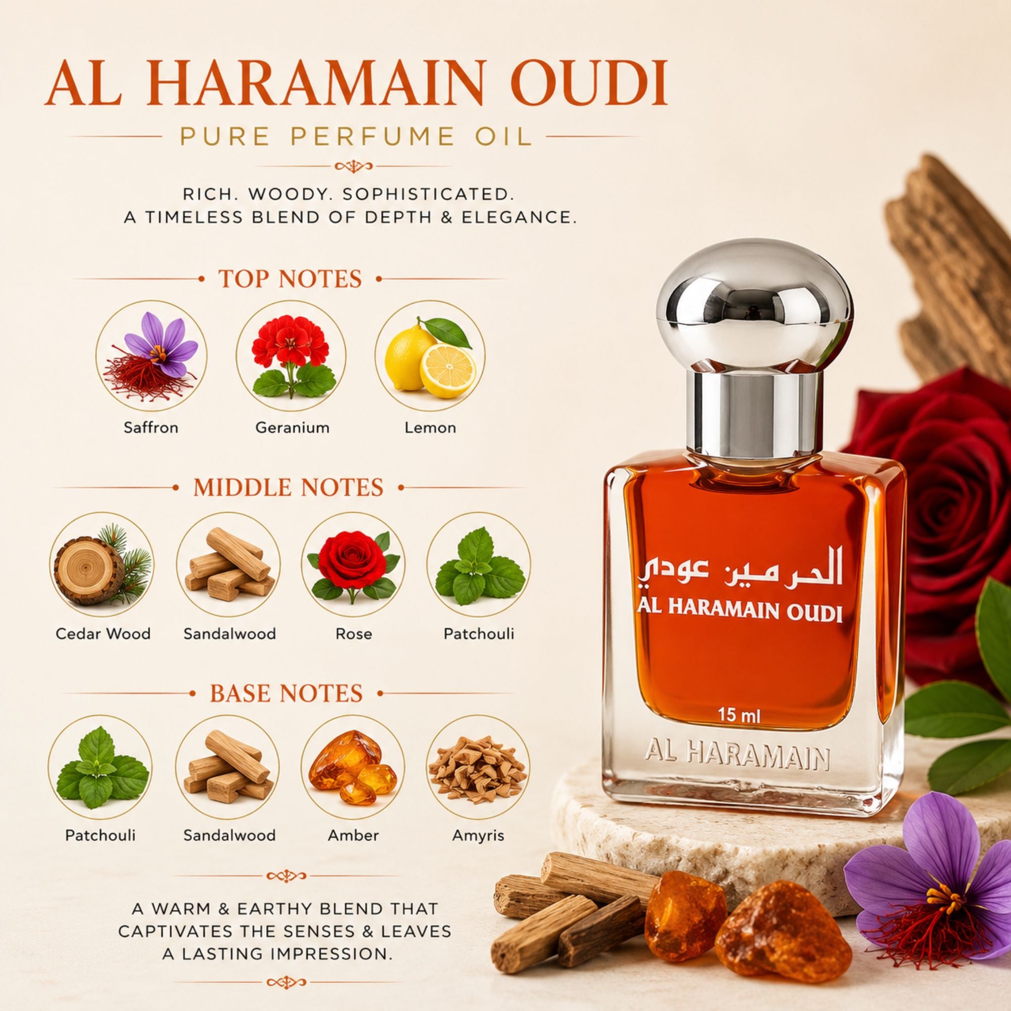 Al Haramain Oudi 15ml Pure Perfume Oil Attar