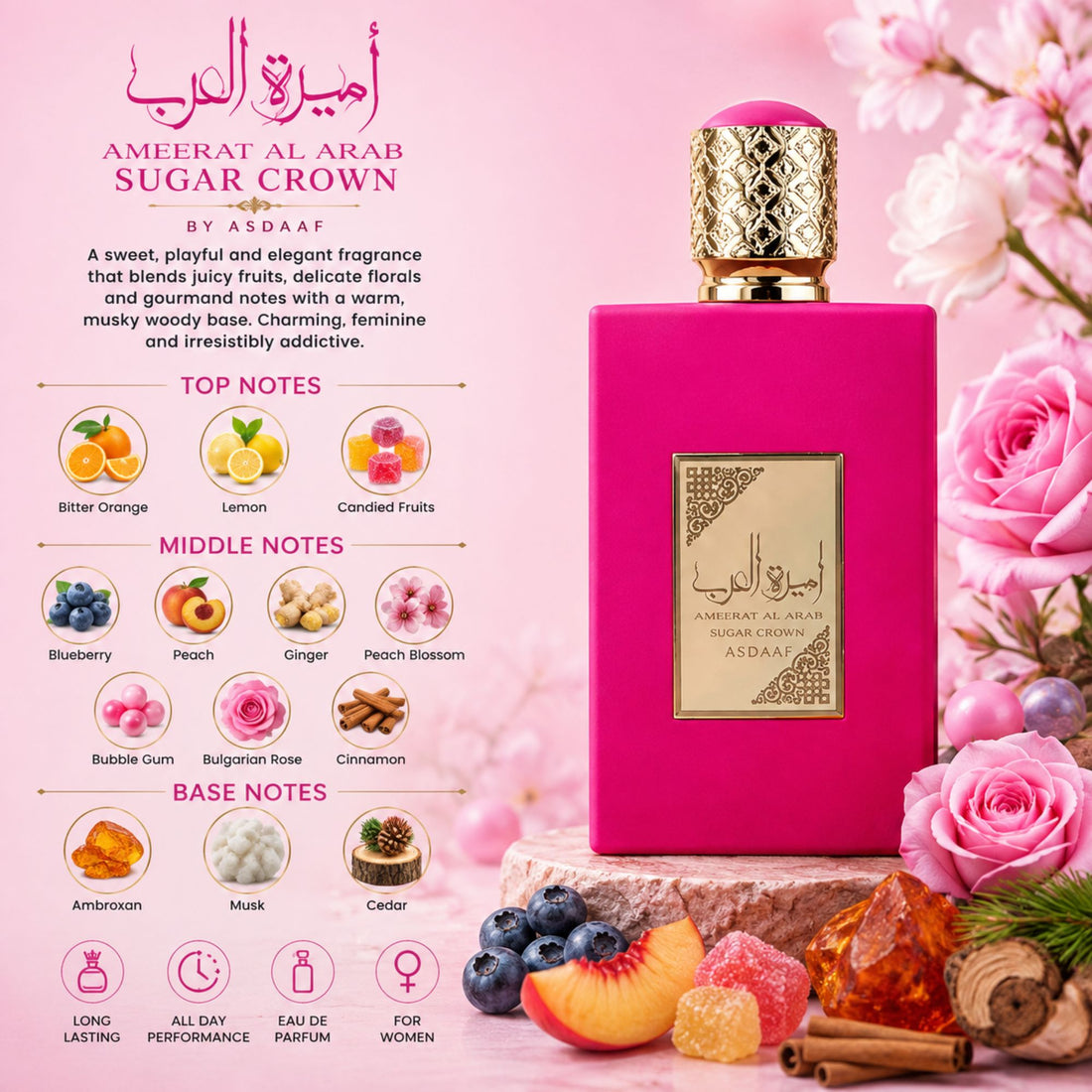 Ameerat Al Arab Sugar Crown 100ml Eau De Parfum by Lattafa