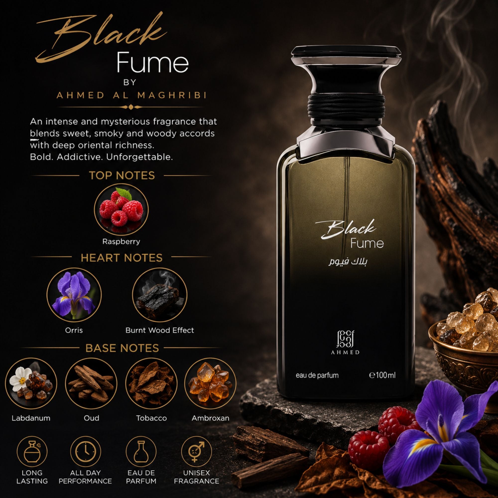 Black Fume by Ahmed Al Maghribi 100ml Eau De Parfum
