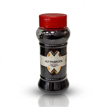Alf Mabrook Oudh Muattar Bakhoor 42g Khadlaj jar packaging front view