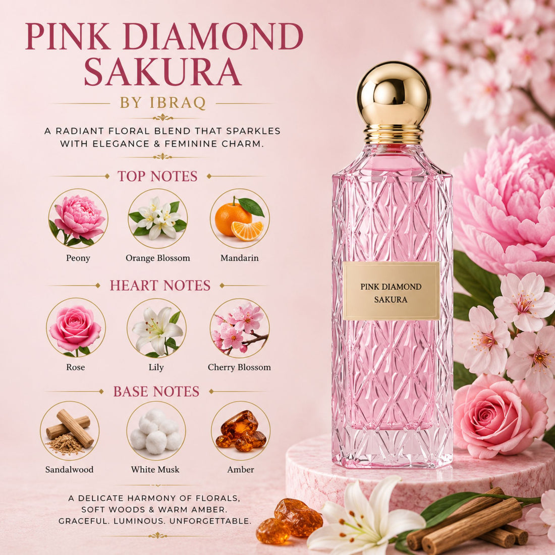IBRAQ Pink Diamond Sakura 150ml Eau De Parfum Spray