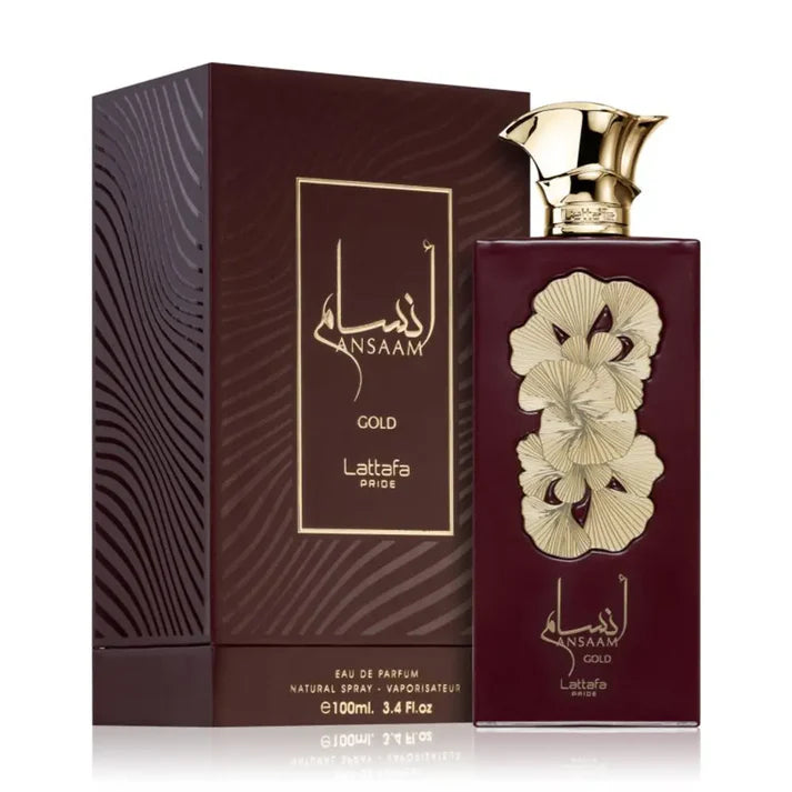 Ansaam Gold 100ml Eau De Parfum Lattafa Pride bottle front view