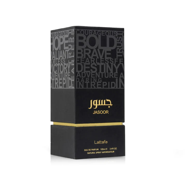 Lattafa Jasoor fragrance bottle elegant design shot