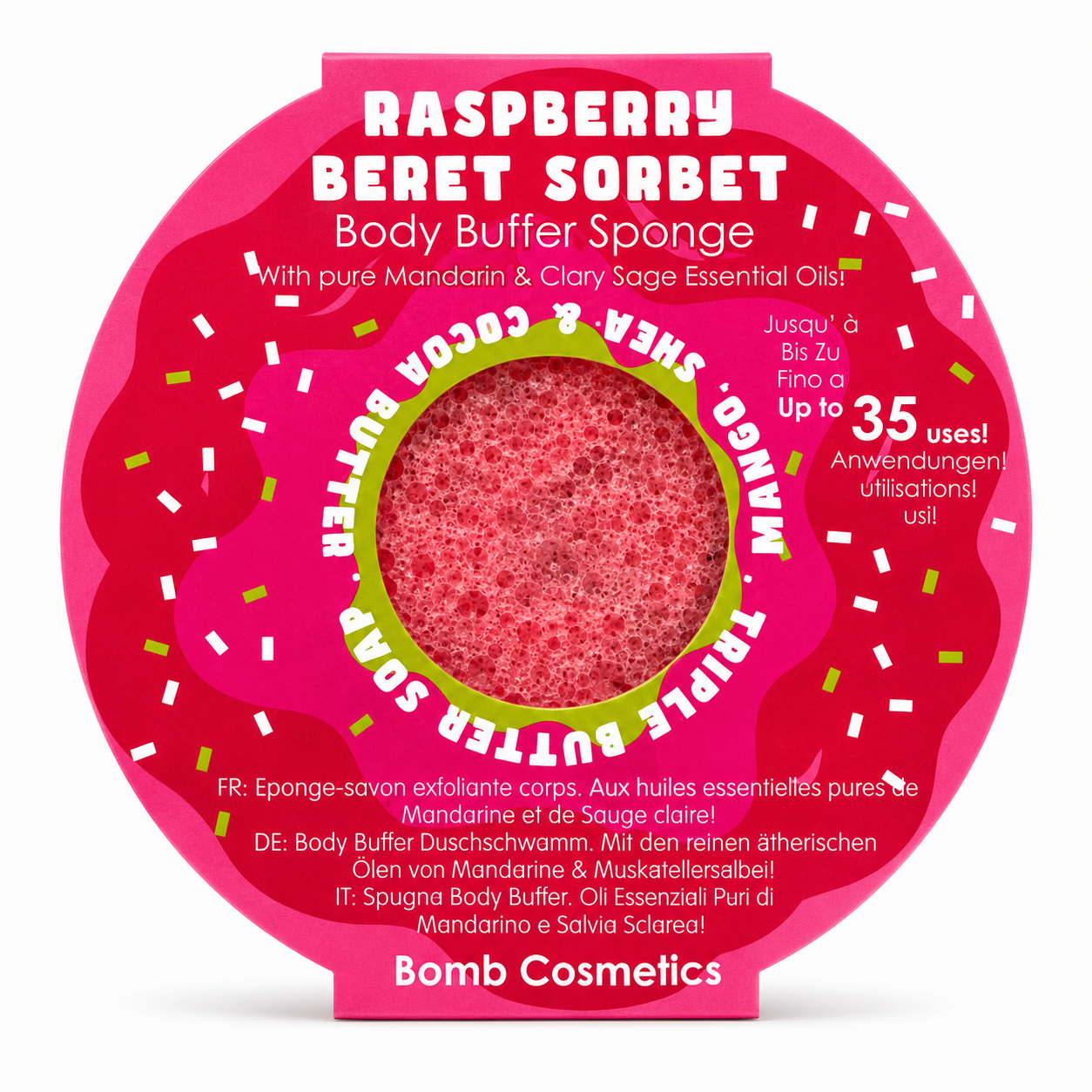 Raspberry Baret Sorbet Body Buffer Sponge