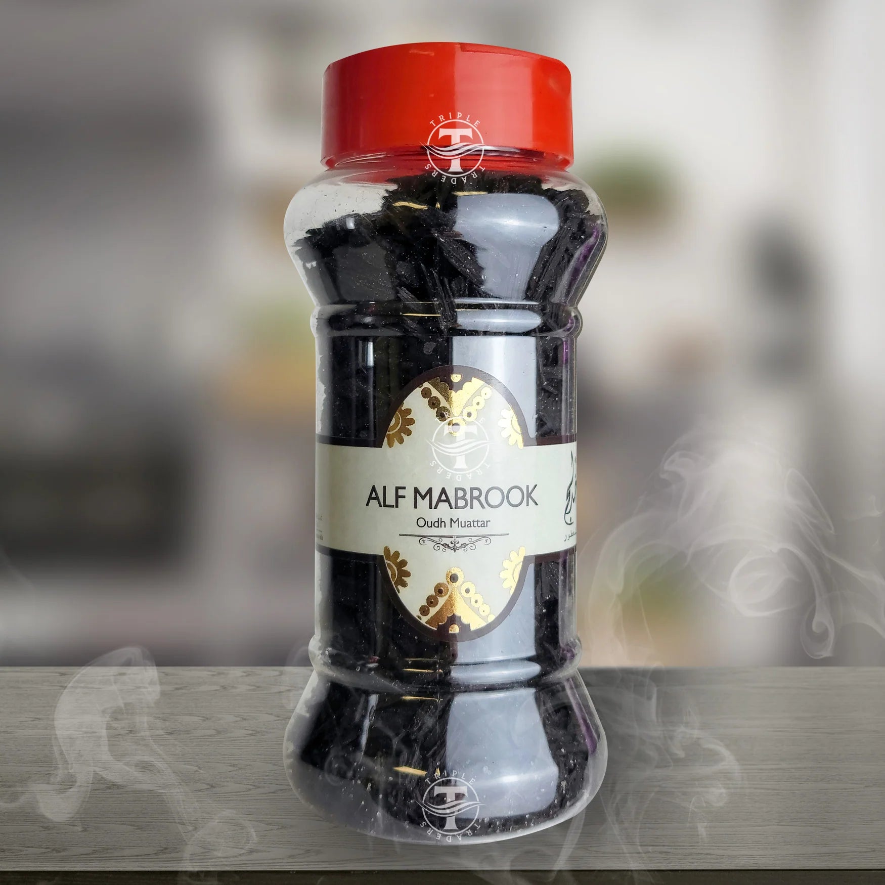 Arabic oud bakhoor incense chips in luxury spice jar