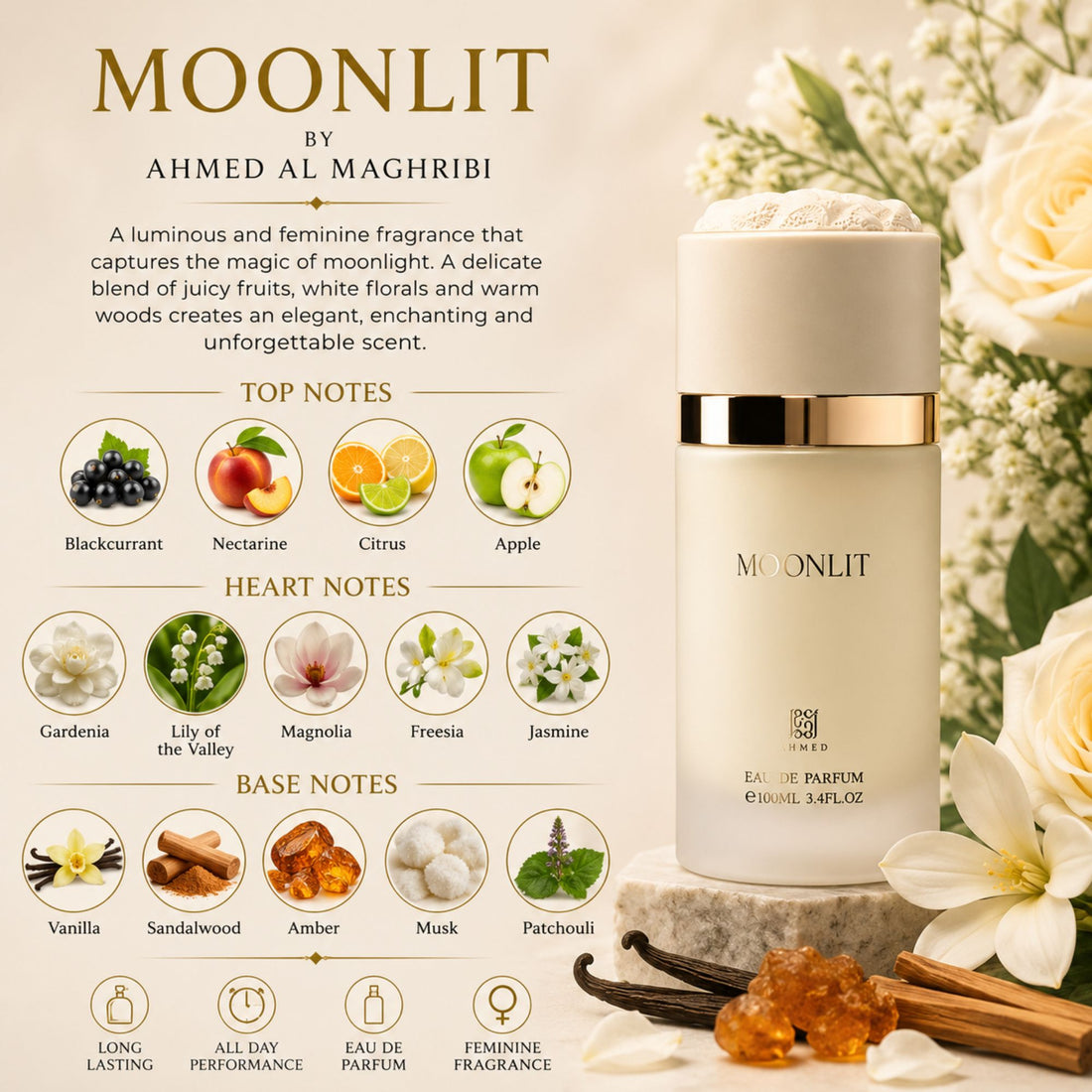 Moonlit by Ahmed Al Maghribi 100ml Eau De Parfum