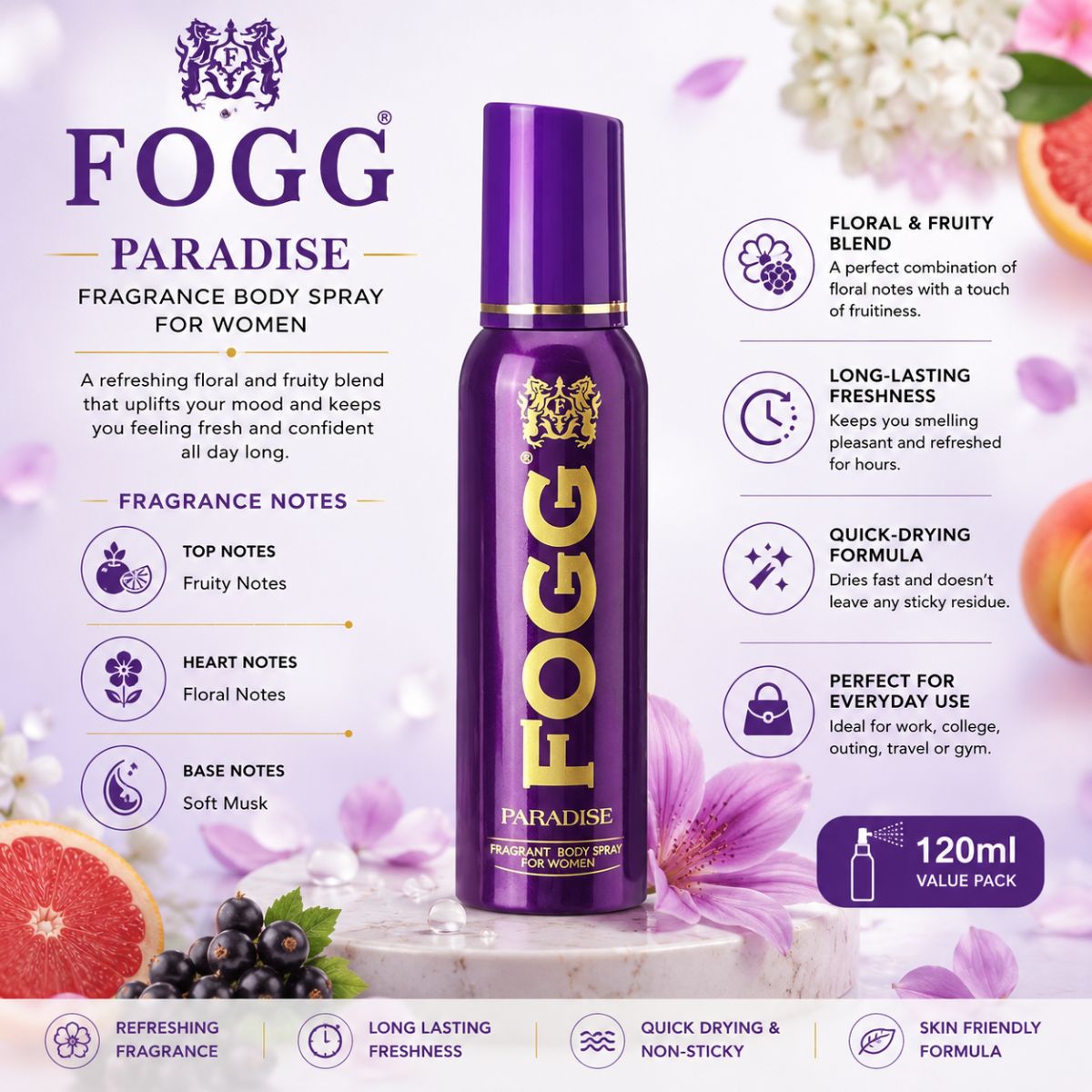 Fogg Paradise Fragrance Body Spray 120ml