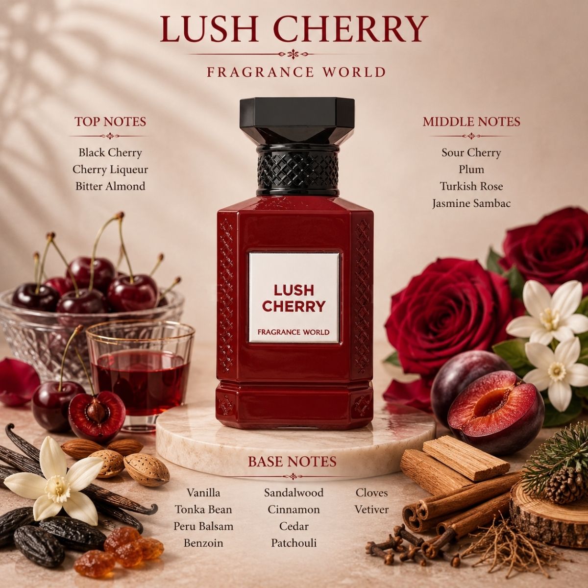 Lush Cherry by Fragrance World 80ml Eau De Parfum Spray