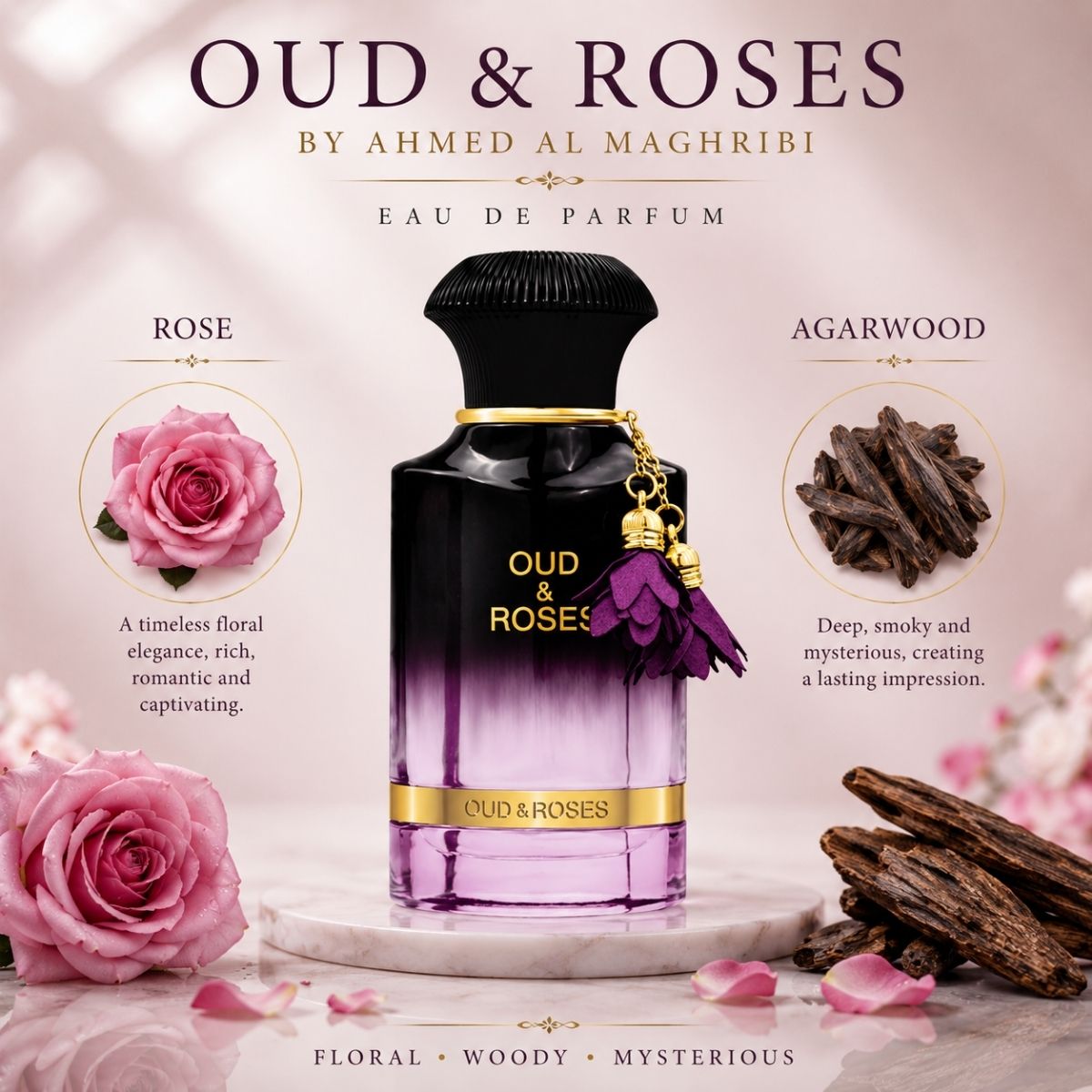 Oud and Roses Eau De Parfum 60ml By Ahmed Al Maghribi