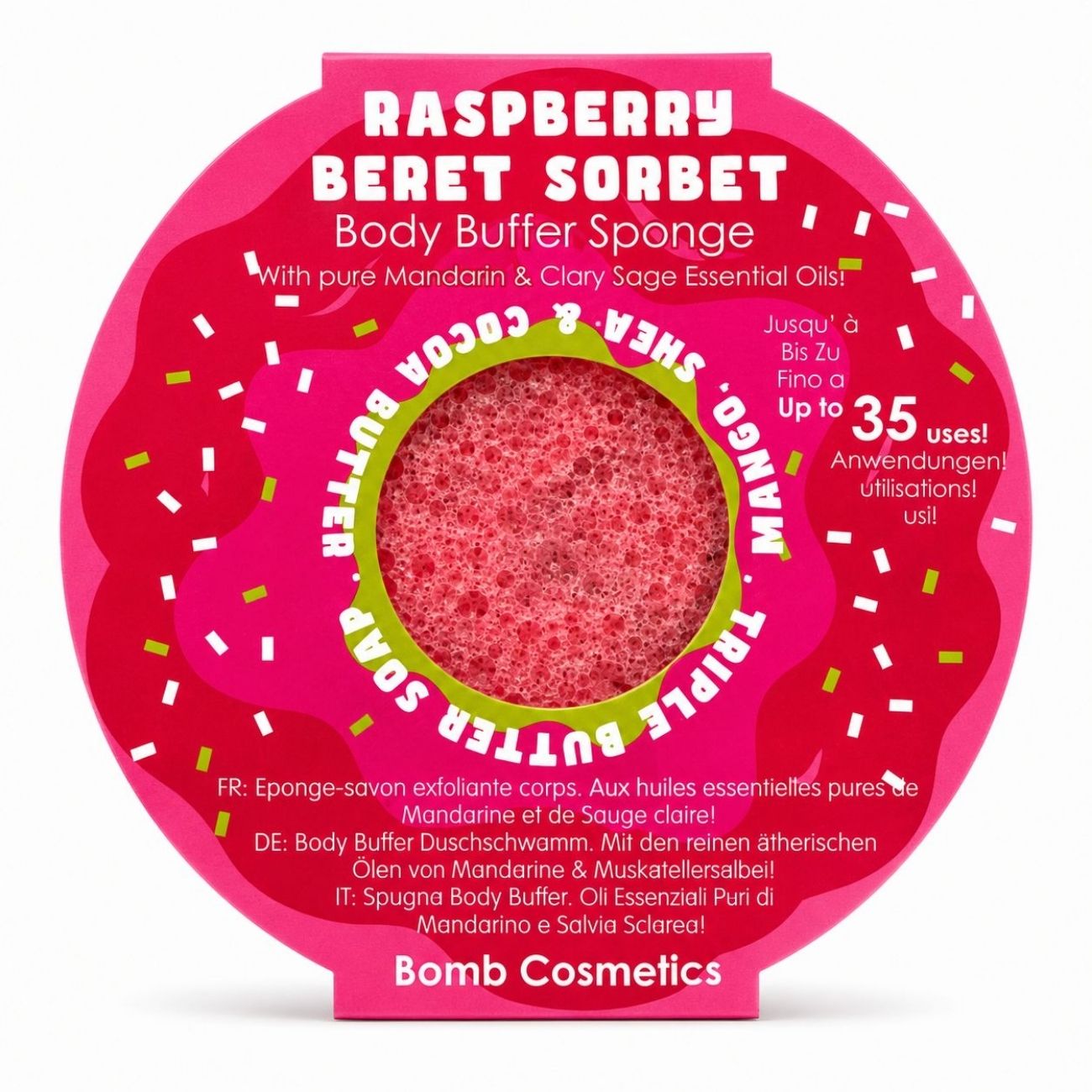 Raspberry Baret Sorbet Body Buffer Sponge